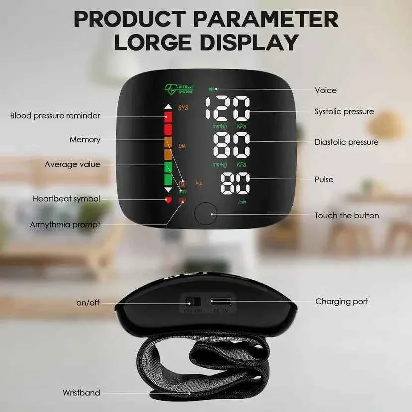 Automatic Blood Pressure Monitor - Accurate Wrist-Style Health Device