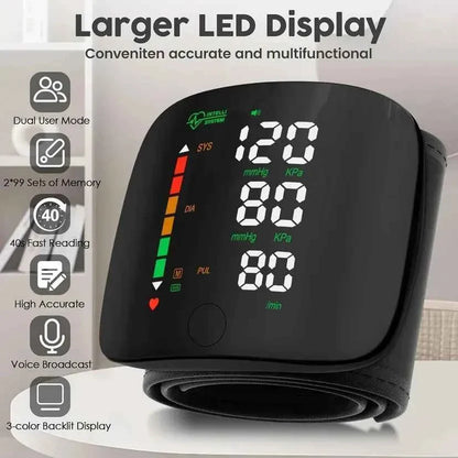 Automatic Blood Pressure Monitor - Accurate Wrist-Style Health Device