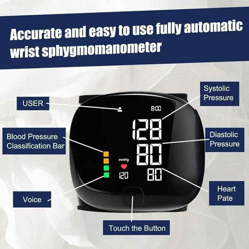 Automatic Blood Pressure Monitor - Accurate Wrist-Style Health Device