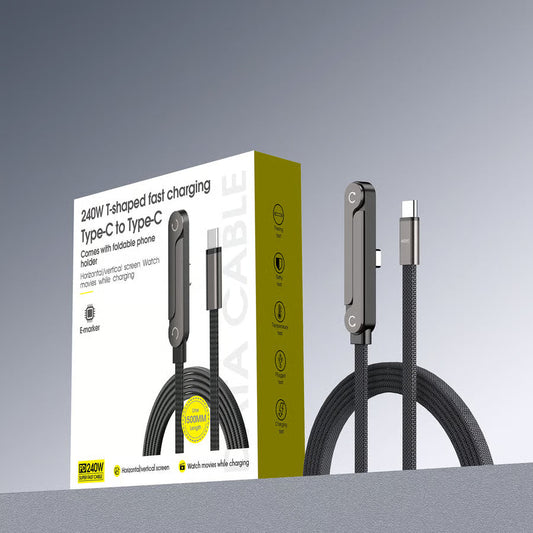 240W SuperCharge 360° Rotating Invisible Stand Detachable 2-in-1 Charging Cable