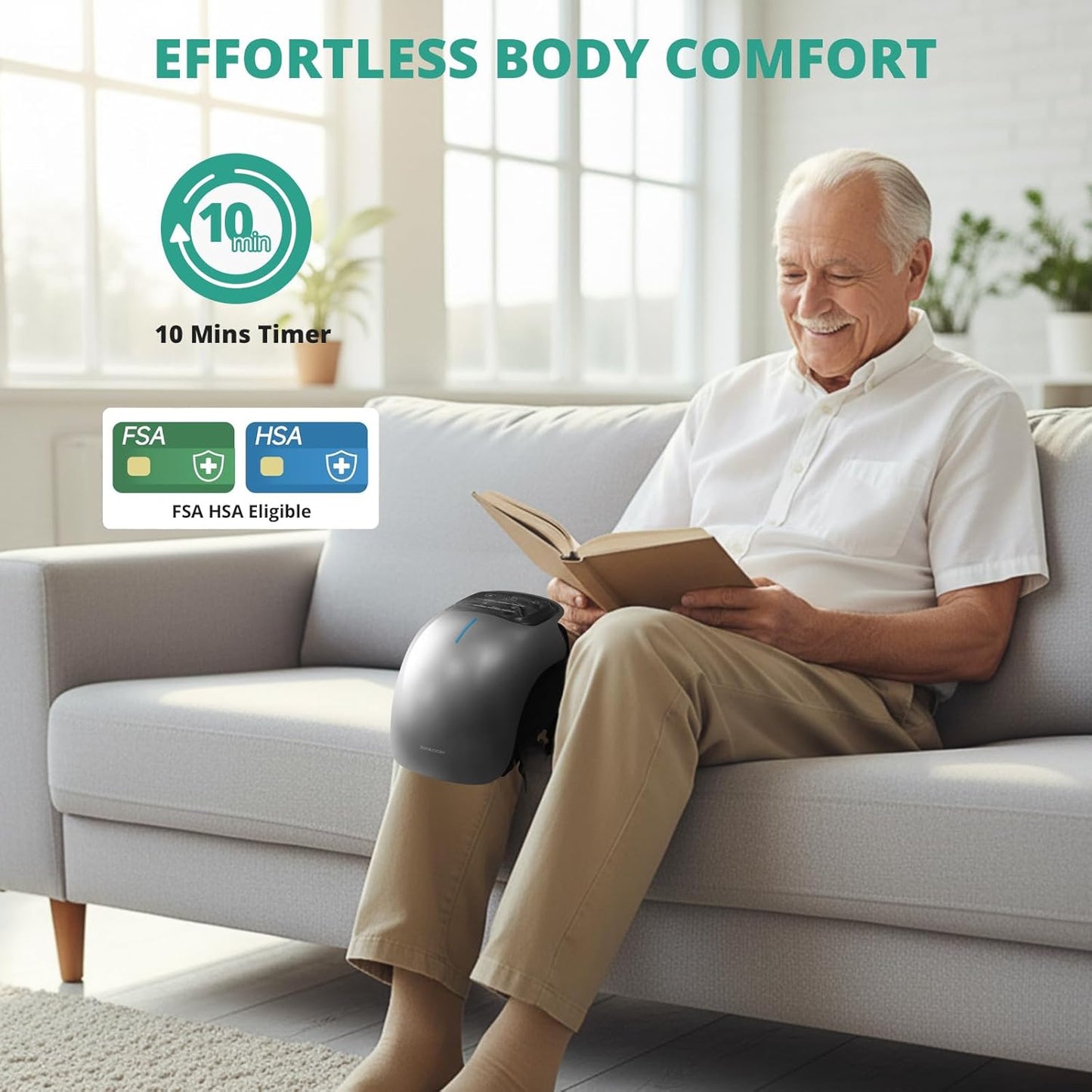Knee Massager with Heat, Cordless Heated Knee Massage for Pain Relief with 3 Heating Levels