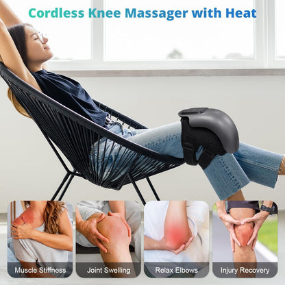 Knee Massager with Heat, Cordless Heated Knee Massage for Pain Relief with 3 Heating Levels