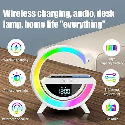 Digital Wireless Charger Speaker - Sleek Design with LED Features