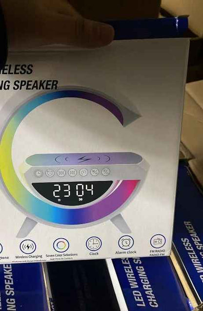 Digital Wireless Charger Speaker - Sleek Design with LED Features