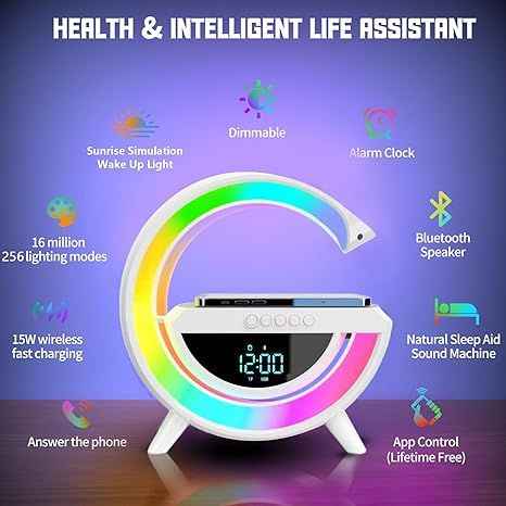 Digital Wireless Charger Speaker - Sleek Design with LED Features