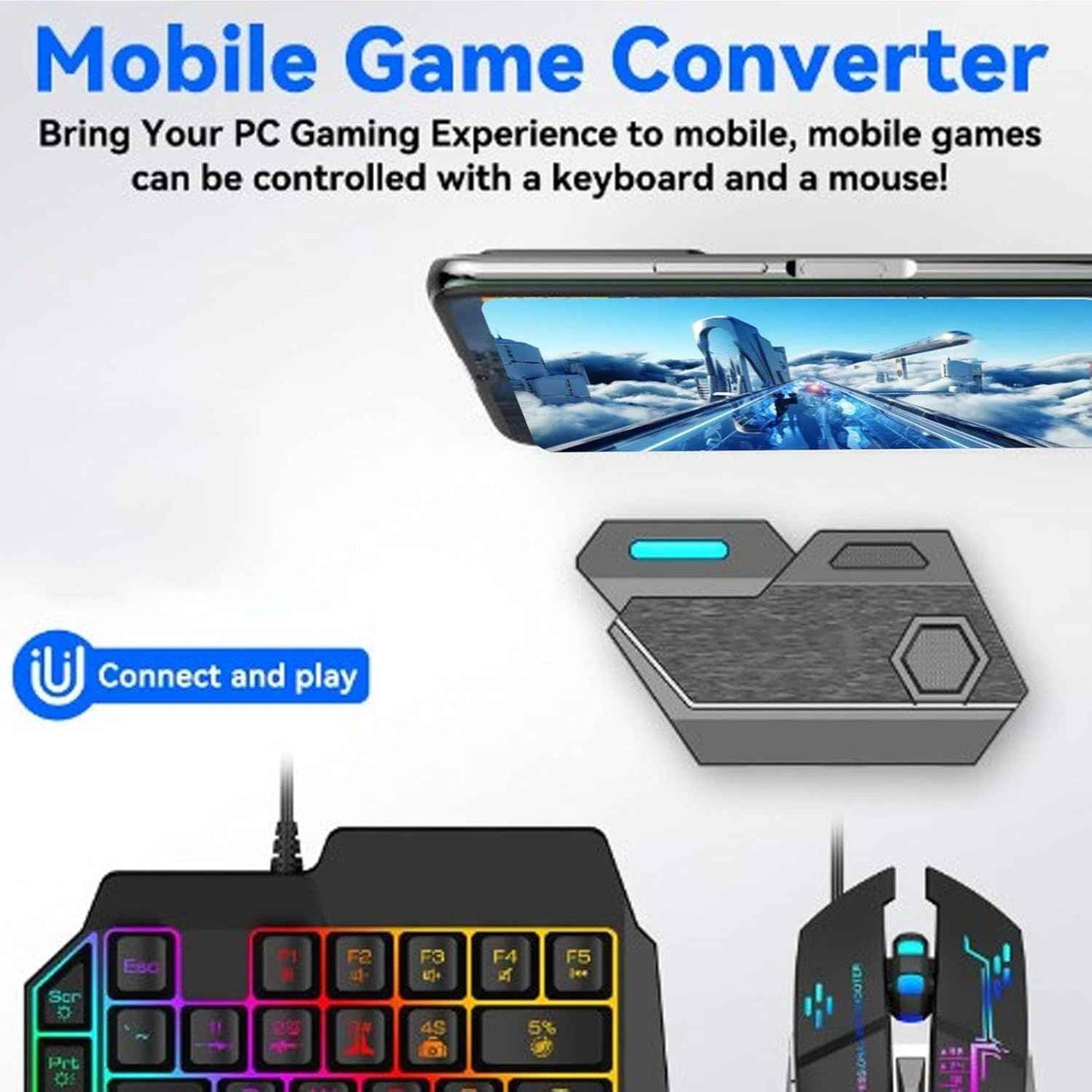 One Hand RGB Gaming Combo Keyboard and Mouse for Ultimate Gaming Experience