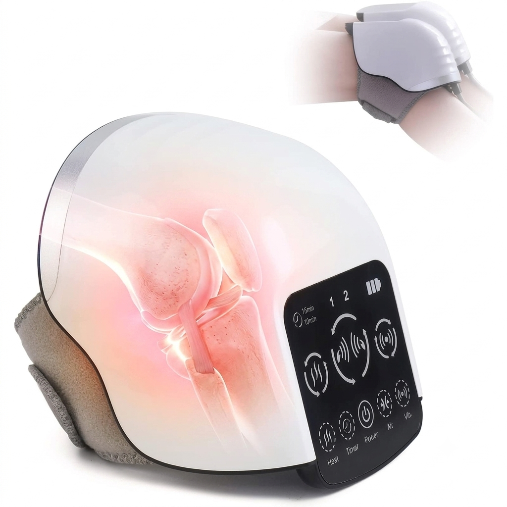 Knee Massager with Heat, Cordless Heated Knee Massage for Pain Relief with 3 Heating Levels
